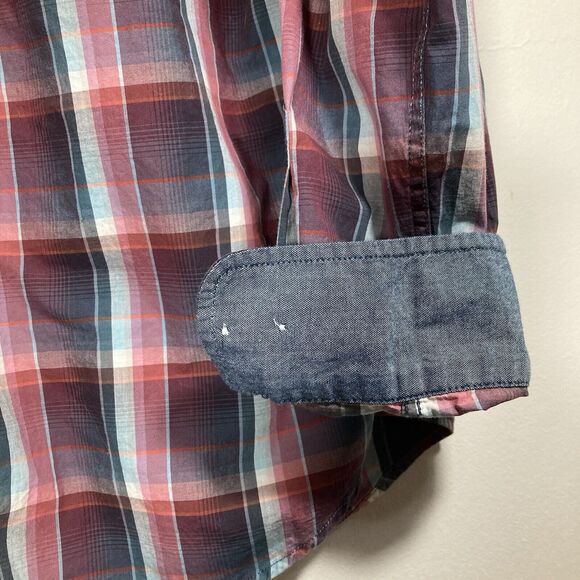 Hawker Rye Button Down Shirt Mens Large Slim Fit Oxford Long Sleeve Preppy Plaid - Picture 5 of 9